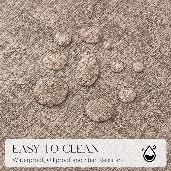 MOSAYT Faux Leather Placemats Set of 12, Heat Resistant Vinyl Place Mats with Coasters, Wipeable Washable 100% Waterproof Oil Proof Table Mat for Kitchen Dining Party Indoor Outdoor, 12" x 17", Khaki