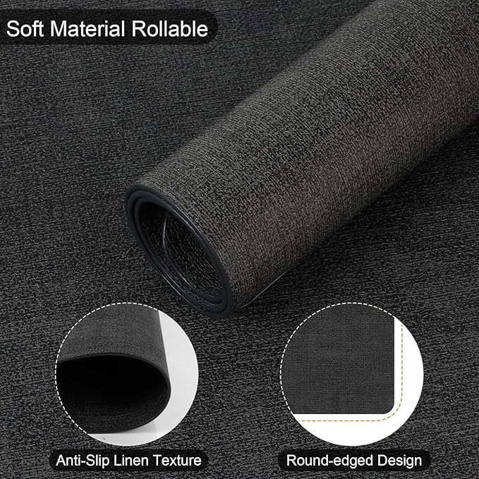 Boobezeen Faux Leather Placemats Set of 6, Heat Resistant Wipeable Washable Vinyl Place Mats, Waterproof Anti-Slip Dining Table Mats, Suitable for Indoor & Outdoor Use (Dark Grey)