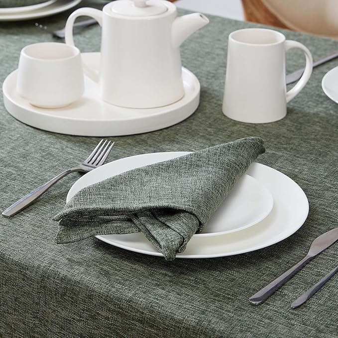 Laura Ashley Harper Luxuriously Smooth Fabric Tablecloth for Formal or Casual Dining, Holiday, Banquet, Wedding or Party, 60" x 144", Olive