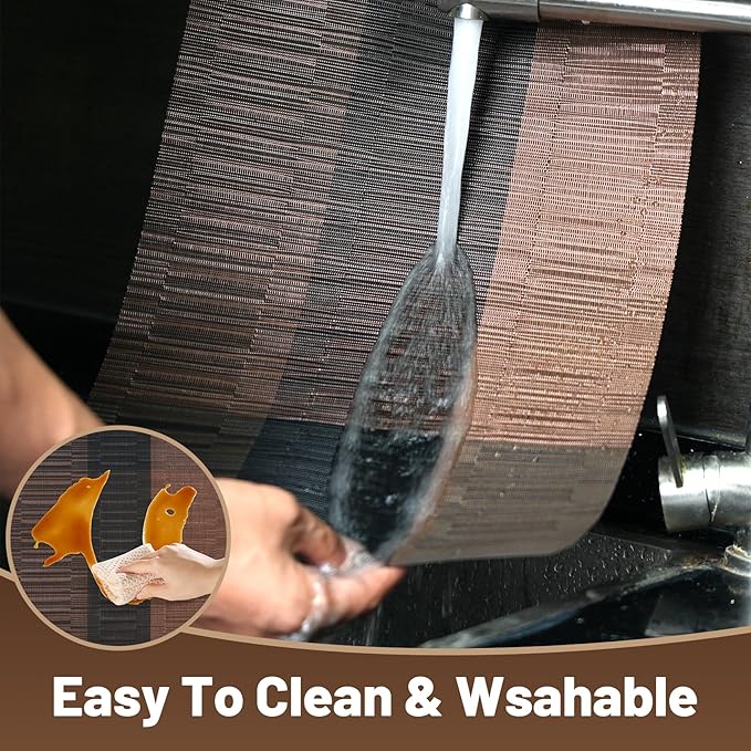 flohar Placemats Set of 8竊똍on-Slip PVC Weave Table Mats Easy to Clean竊똇eat Resistant Place Mats for Kitchen Dining Table Decoration Indoor Outdoor竊똁lack Brown