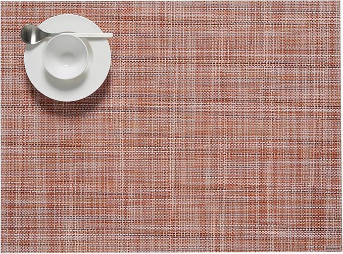 Chilewich Mini Basketweave Placemats in Cinnamon - Set of 4 - Easy Care Woven Tabletop Textiles - Indoor/Outdoor - 19" x 14" Rectangle