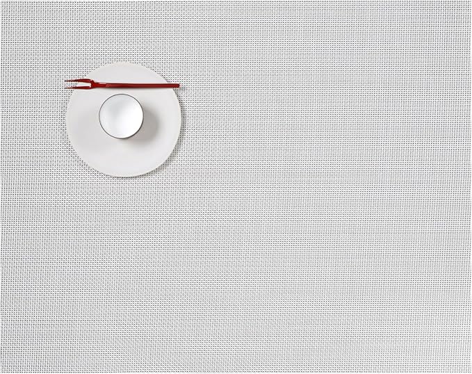 Chilewich Mini Basketweave Placemats in White - Set of 4 - Easy Care Woven Tabletop Textiles - Indoor/Outdoor - 19" x 14" Rectangle