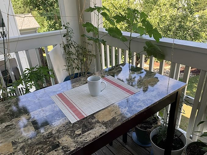 Jutemill Set of 12 PVC Vinyl Woven Place mats, Heat Insulation Stain Resistant Placemats for Dining Table Durable Cross Weave Woven Vinyl Kitchen Table Mats Placemat (Red)