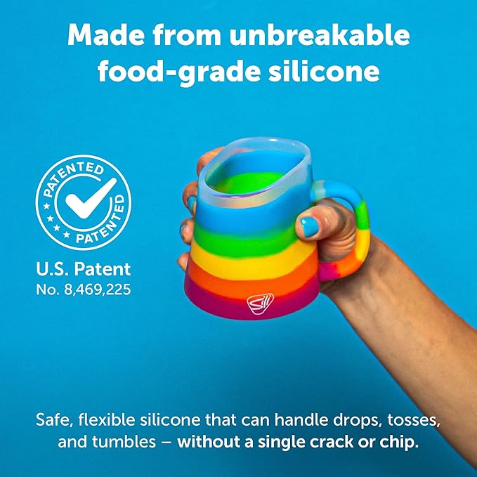 Silipint 16oz Silicone Coffee Mug Tumbler Flip Lid Unbreakable Dishwasher Safe Microwave Oven & Freezer Compatible ??Non-Toxic Reusable Cup for Hot Coffee Tea or Drinks Pack of 4 Prism