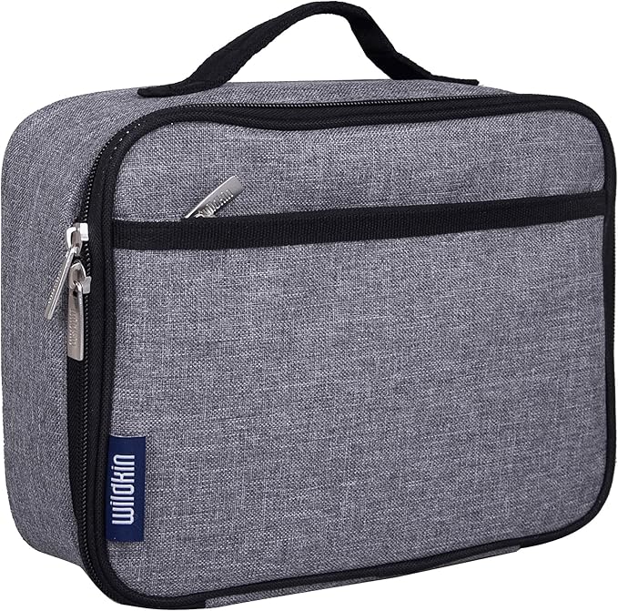 Wildkin Kids Insulated Lunch Box ??Durable and Reusable for School & Travel - Grey Tweed