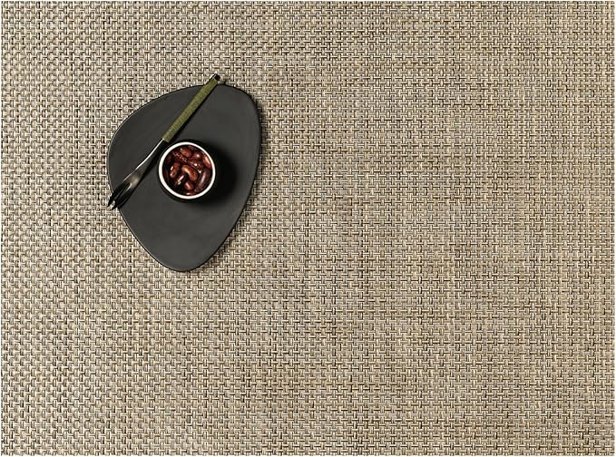 Chilewich Basketweave Placemats in Latte - Set of 4 - Easy Care Woven Tabletop Textiles - Indoor/Outdoor - 19" x 14" Rectangle
