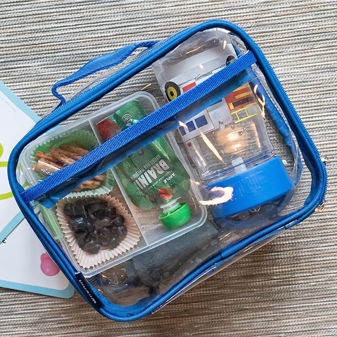 Wildkin Kids Insulated Lunch Box ??Durable and Reusable for School & Travel - Clear w/Blue Trim
