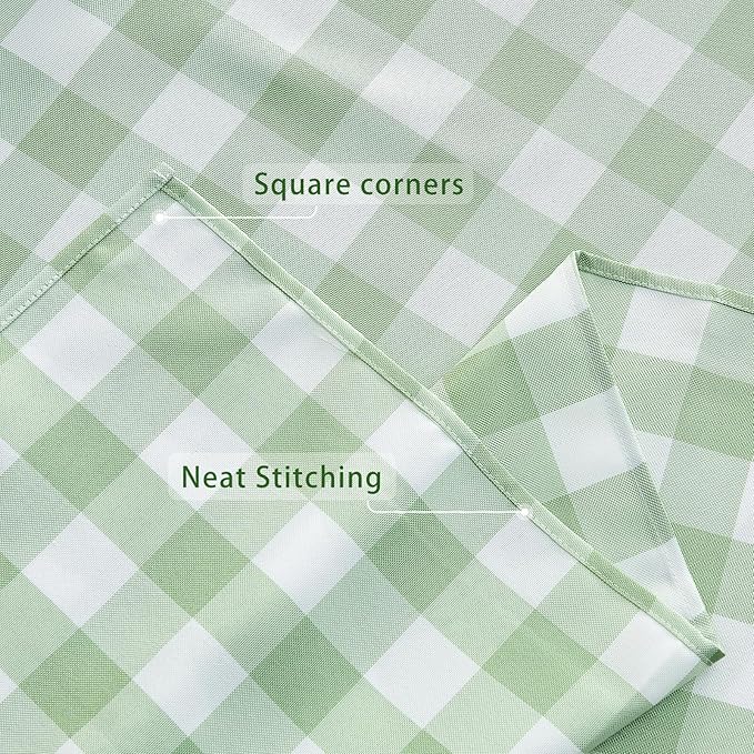 BALCONY & FALCON Gingham Table Cloth Rectangle ??Machine Washable Wrinkle-Free Buffalo Checkered Tablecloth for 6ft 8ft Tables, Outdoor Picnic, Party, Kitchen Dining Decor (Green White, 55x95 Inch)