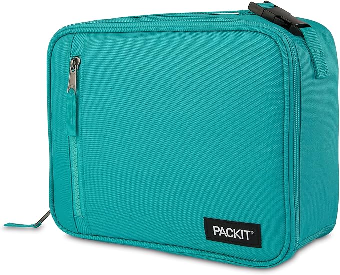 PackIt짰 Freezable Classic Lunch Box, Teal, Built with EcoFreeze짰 Technology, Collapsible, Reusable, Zip Closure With Zip Front Pocket and Buckle Handle, Designed for Fresh Lunch On the Go
