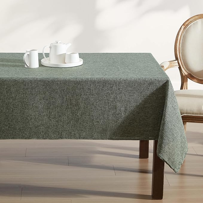 Laura Ashley Harper Luxuriously Smooth Fabric Tablecloth for Formal or Casual Dining, Holiday, Banquet, Wedding or Party, 60" x 84", Olive