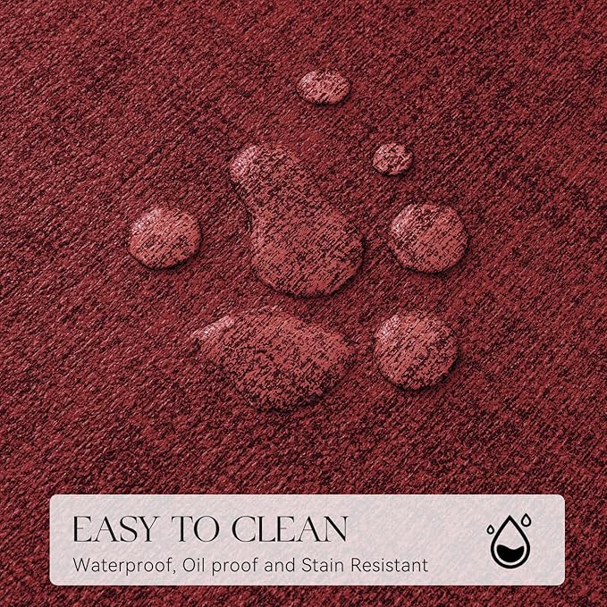 MOSAYT Faux Leather Placemats Set of 12, Heat Resistant Vinyl Place Mats with Coasters, Wipeable Washable 100% Waterproof Oil Proof Table Mats for Kitchen Dining Party Indoor Outdoor, 12" x 17", Red