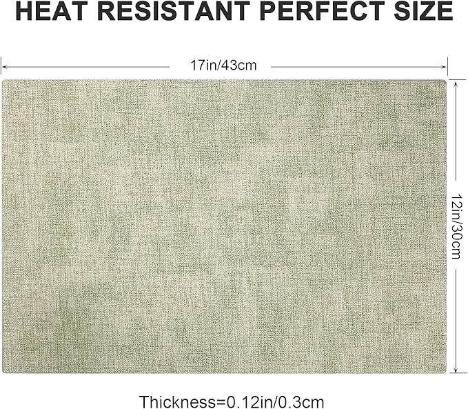 LANDVIEW Leather Heat Resistant Placemats Set of 6 Waterproof Wipeable Washable PU Table Mats,Easy to Clean Anti-Slip Place Mats (Light Green, 6)