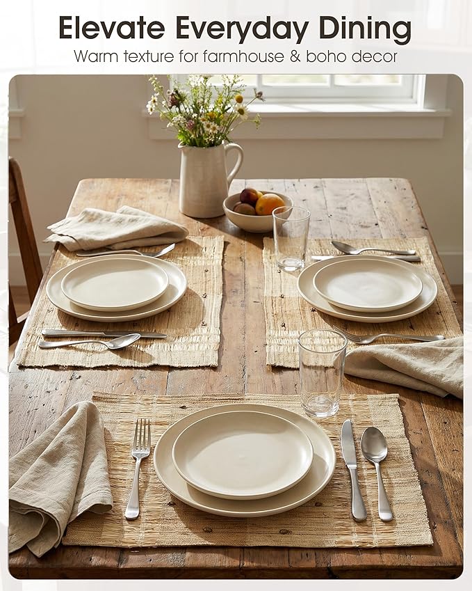 Handmade Ramie Woven Table Placemats Set of 6 (12"x18"),Natural Fiber Heat-Resistant Table Protectors for Family Dinners & Gatherings,Elevate Your Tabletop with Eco-Friendly Style