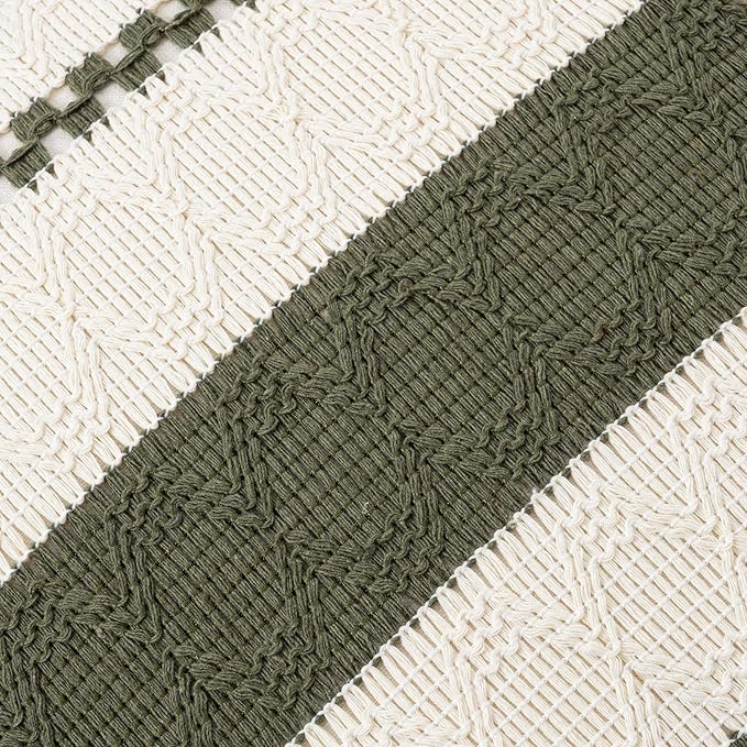 Fancy Homi Set of 2 Boho Olive Green Decorative Throw Pillow Cover 18x18 Inch for Couch Bed Sofa, Aesthetic Modern Organic Farmhouse Home Decor, Soft Cotton Cute Accent Macrame Woven Cushion Case