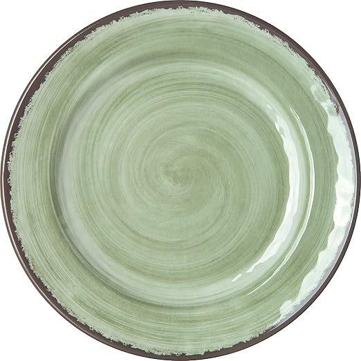 Carlisle FoodService Products Mingle Resuable Plastic Plate Appetizer Plate with Pottery Style for Home and Restaurant, Melamine, 7 Inches, Jade, (Pack of 12)