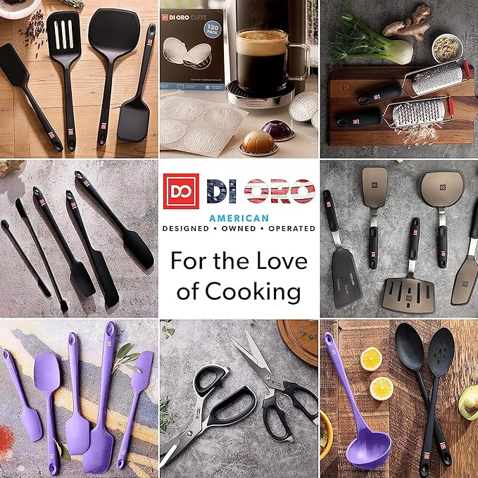 DI ORO Silicone Ladle ??Soup Ladle for Cooking & Serving Heat-Resistant - Large Kitchen Ladle Nonstick Cookware Safe - Soup Serving Spoon with Wide Bowl - Silicone Utensil Dishwasher Safe (Lavender)