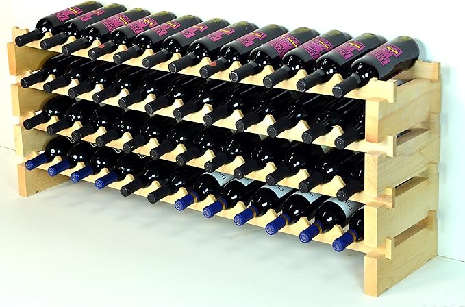 sfDisplay.com,LLC. Modular Wine Rack Beechwood 48-144 Bottle Capacity 12 Bottles Across up to 12 Rows Newest Improved Model (48 Bottles - 4 Rows)