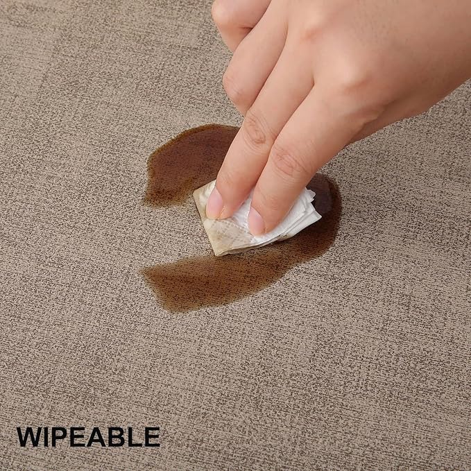 homing Faux Leather Heat Resistant Placemats 12 Packs, Waterproof Wipeable Dining PU Place Mats for Indoor & Outdoor, Easy to Clean, Camel