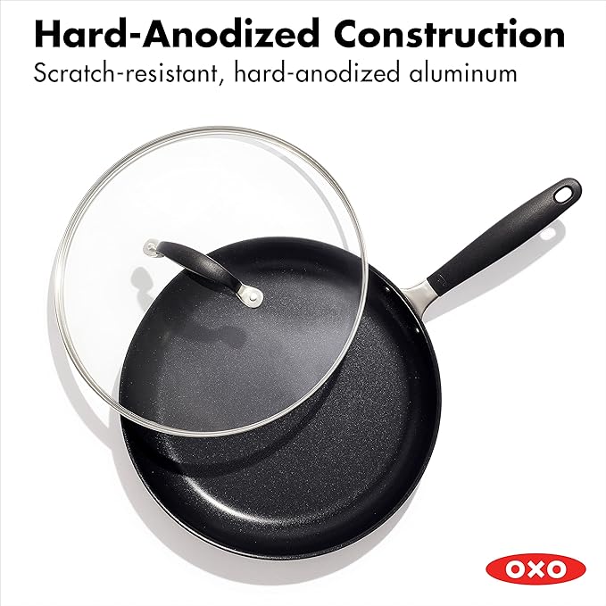 OXO Good Grips Hard Anodized PFOA-Free Nonstick 12" Frying Pan Skillet with Lid Black