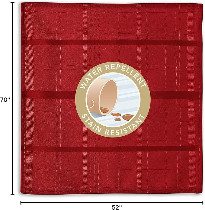 Newbridge 52 x 70 Inch Rectangle Fabric Tablecloth, Elegance Plaid, 100% Polyester, No Iron Soil Resistant Dining Room, Party and Banquet Table Cover, Solid Textured, Scarlet Red
