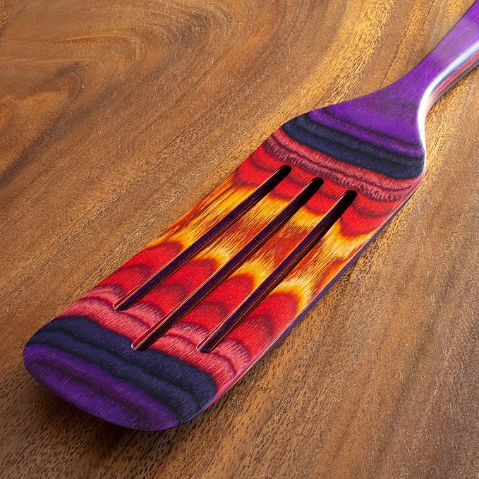 Baltique Waikiki Collection 13" Wooden Spurtle Spatula ??Colorful Birch Wood Cooking Utensil, Nonstick Safe, Versatile Stirring & Serving Tool