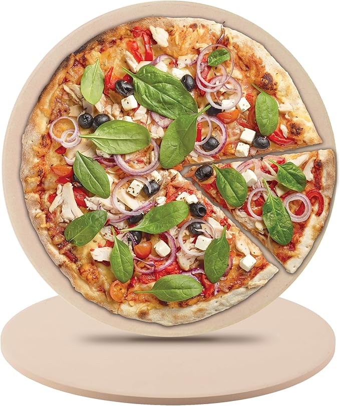 Nuwave 11.5 Inch Pizza Stone, New and Improved .47 Inch Thickness, Durable, Safe Baking Stone for Grill or Oven, Thermal Shock Resistant, Natural Cordierite Baking Stone, 1,472 °F Resistant, Round