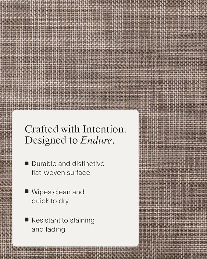 Chilewich Mini Basketweave Placemats in Soapstone - Set of 4 - Easy Care Woven Tabletop Textiles - Indoor/Outdoor - 19.25" x 14" Oval