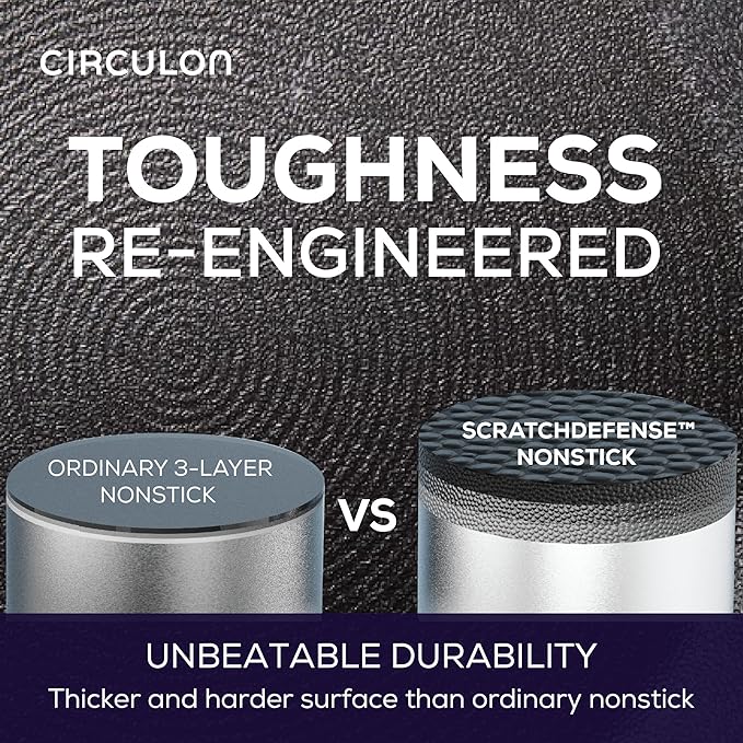 Circulon A1 Series with ScratchDefense Technology Nonstick Induction Straining Sauce Pan with Lid, 3 Quart, Aluminum, Graphite