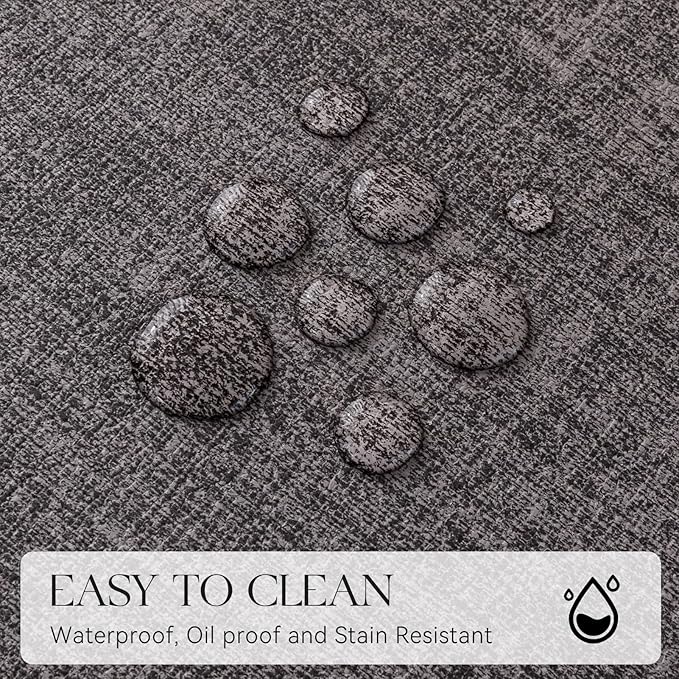 MOSAYT Placemats Set of 4, Heat Resistant Vinyl Place Mats with Coasters, Waterproof Wipeable Washable Faux Leather Table Mats for Kitchen Dining Party Indoor Outdoor, 12" x 17", Dark Light Grey