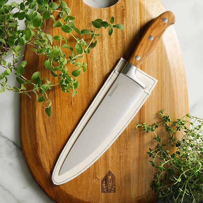 Bloomhouse - Two Time Oprah's Favorite Things Winner - 8-Inch Chef Knife ??German Stainless Steel Blade with Forged Italian Olive Wood Handle, Full Tang Kitchen Knife for Slicing, Dicing & Chopping