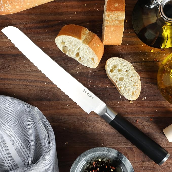 Babish 8-Inch Bread Knife ??High-Carbon 1.4116 German Steel Kitchen Knife ??Professional Serrated Cutlery for Slicing Bread and Baked Goods