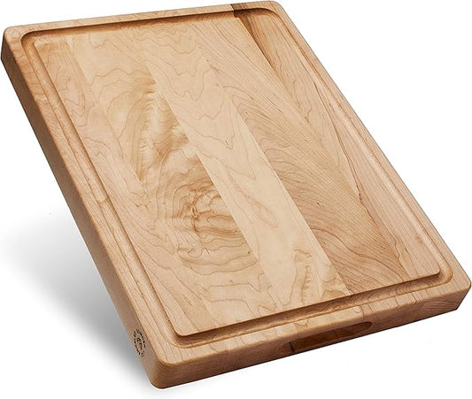 Sonder Los Angeles Winsome Maple Wood Cutting Board Made in USA | Maple Edge Grain Cutting Board for Kitchen with Juice Groove & Sorting Compartment | Gift Box Included | 17x13x1.5 in