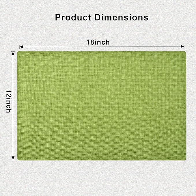 SLKQG Green Linen-Look Placemats Set of 8, Heat Resistant & Machine Washable Double-Layered Cloth Placemats for Dining Table, Indoor/Outdoor Use, Non-Slip Kitchen Table Mats (8, Grass Green)