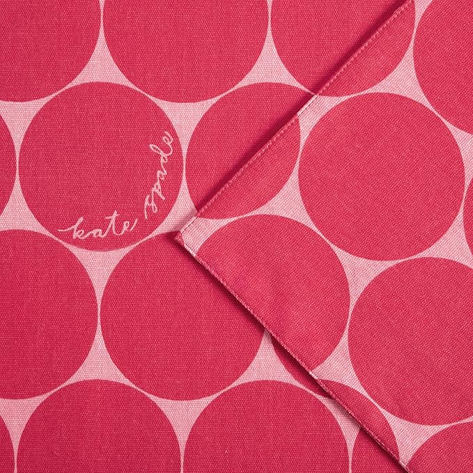 Kate Spade New York Joy Dot Placemats 4-Pack Set, Reversible, 100% Cotton, Machine Washable, Rose Pink/Red, 13"x19"