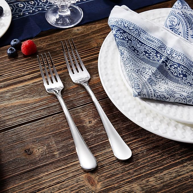 KEAWELL Premium Verona 20-Piece Silverware Set for 4, Heavy Duty ??18/10 Stainless Steel, Brilliant Mirror Finish, Smooth Edges, Dishwasher Safe (20, Silver)