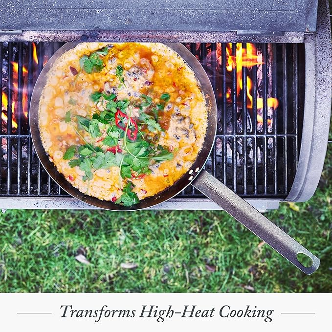 Merten & Storck Pre-Seasoned Carbon Steel 10??Frying Pan Skillet, Use on Induction, Stove and Grill, Durable, Even-Heating, for Searing, Grilling, Oven Use, and Campfire, Indoor/Outdoor