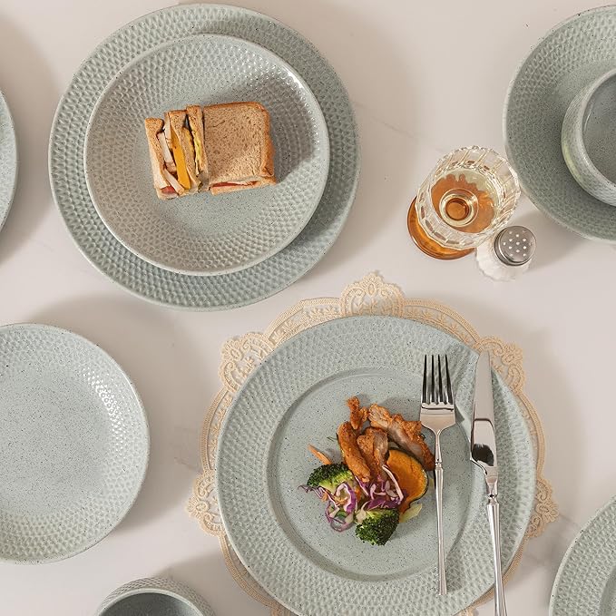 Dinnerware sets plates and bowls sets modern plates,Ceramic Dinnerware Sets,12 Pieces Porcelain Lightweight Plates,Scratch Resistant Dish Set (style - 12, 4 - Set (12pcs))