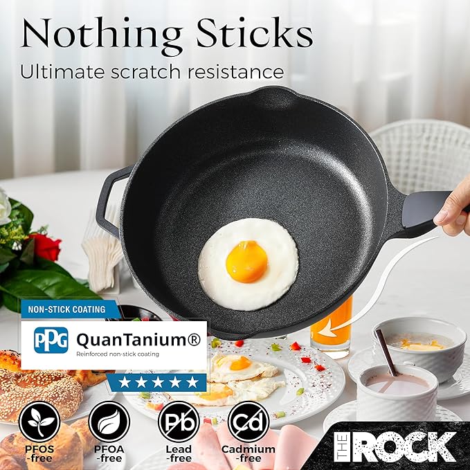 THE ROCK 1TSP 13PCS Cookware Set ??Pots and Pans Set Non Stick with ROCK.TEC ??Nothing Sticks, Never Warps, Lasts Longer ??Healthy, Multifunctional, All-in-One Fry Pan, Saucepan, Stockpot & More