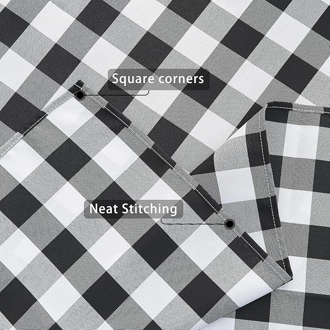 BALCONY & FALCON Gingham Table Cloth Rectangle ??Machine Washable Wrinkle-Free Buffalo Checkered Tablecloth for 6ft 8ft Tables, Outdoor Picnic, Party, Kitchen Dining Decor (Black White, 55x71 Inch)