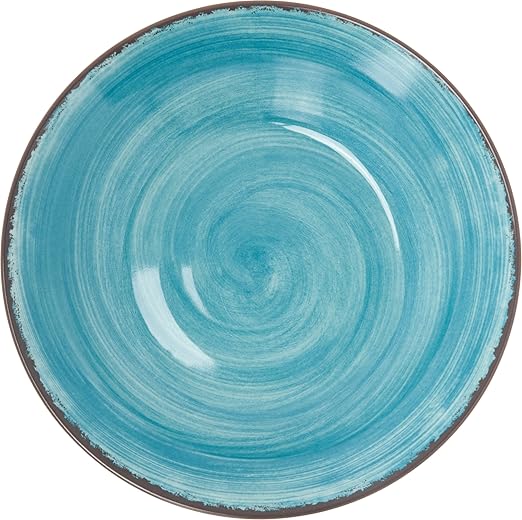 Carlisle FoodService Products Mingle Resuable Plastic Bowl Rimmed Soup Bowl with Pottery Style for Home and Restaurant, Melamine, 28.5 Ounces, Aqua