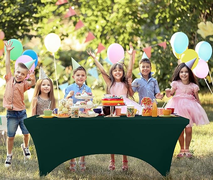 Utopia Kitchen 6ft Spandex Table Cloth Rectangle [1 Pack, Hunter Green] 200GSM Premium Stretch, Washable and Wrinkle Resistant Table Cover Fitted for Event, Wedding, Banquet [72Lx30Wx30H Inch]