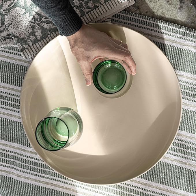 over&back Coupe Stoneware Serving Platter - Elegant 1-Piece Round Serving Platter to Complete Your Kitchen Set - 13.1" x 13.1" - Semi-Matte Ivory
