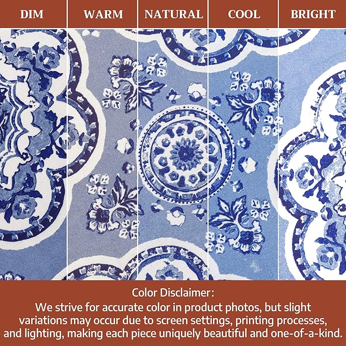 Maison d' Hermine Placemats Set of 2 100% Cotton Washable Cloth Place Mats, Reusable Table Mats for Kitchen Dining Decoration, Party, Wedding, Restaurant Spring/Summer (Melodie Bleue, 13" x 19")