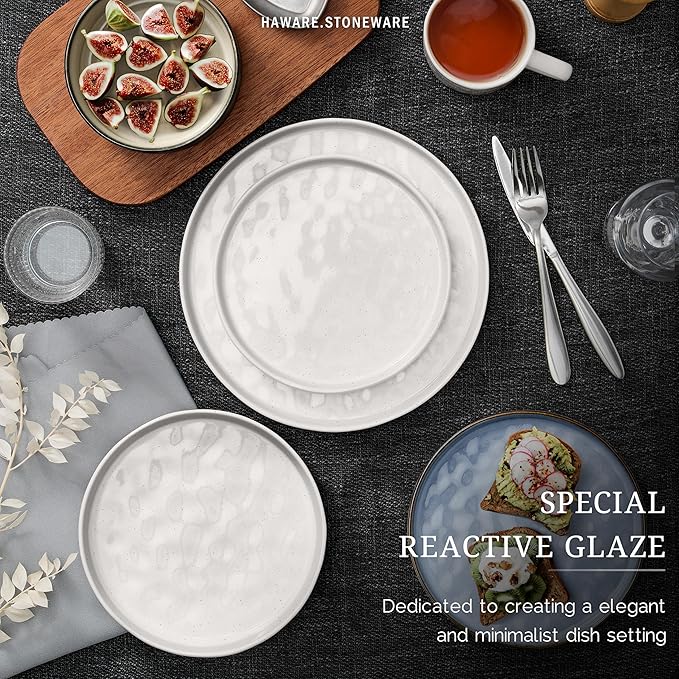 HaWare Dinnerware Sets, 12-Piece Plates and Bowls Set, Stoneware Dish Set for 4, Ceramic Dinnerware for Home Restaurant, Chip and Scratch Resistant, Microwave and Dishwasher Safe, Multicolor