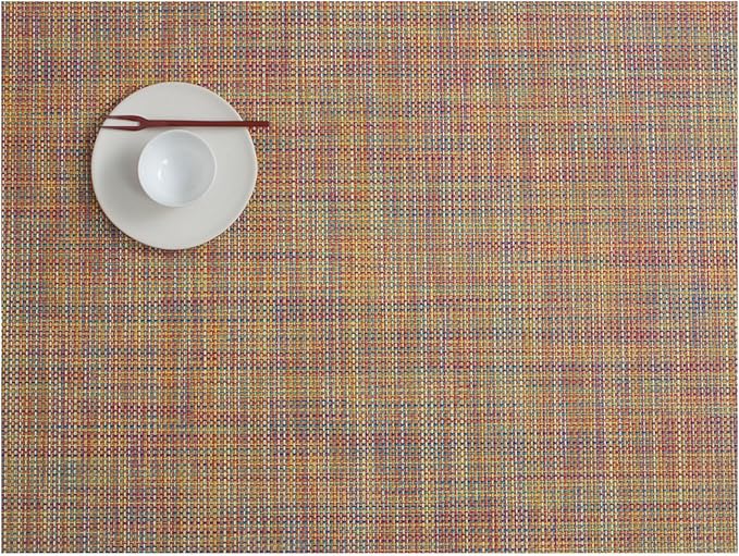 Chilewich Mini Basketweave Placemats in Confetti - Set of 4 - Easy Care Woven Tabletop Textiles - Indoor/Outdoor - 19" x 14" Rectangle