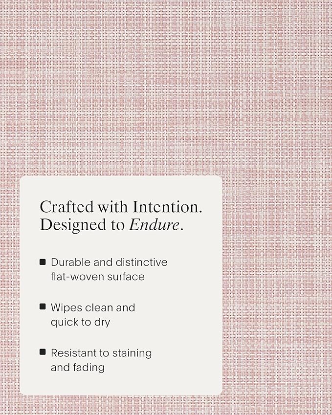 Chilewich Mini Basketweave Placemats in Blush - Set of 4 - Easy Care Woven Tabletop Textiles - Indoor/Outdoor - 19" x 14" Rectangle