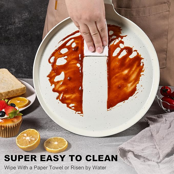 Crepe Pan, Ceramic 11 Inch Dosa Pan, Nonstick Dosa Tawa for All Stove, Tortilla Pan, White Pancake Pan, PFOA PFAS PTFE Free