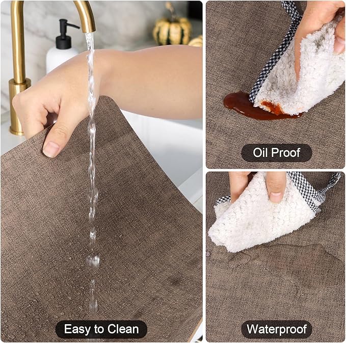 Boobezeen Faux Leather Placemats Set of 6, Heat Resistant Wipeable Washable Vinyl Place Mats, Waterproof Anti-Slip Dining Table Mats, Suitable for Indoor & Outdoor Use (Coffee)