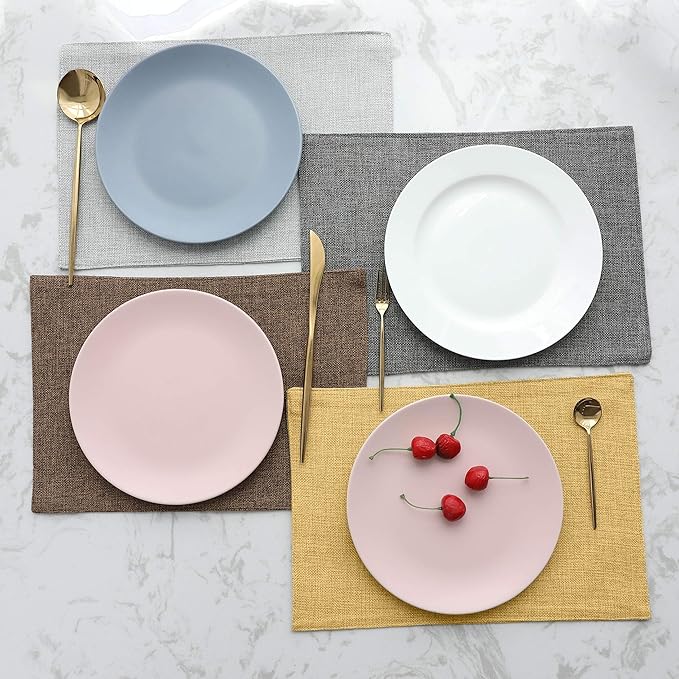 Home Brilliant Cloth Placemats Set of 4 Linen Placemat Washable Heat Resistant Dining Table Place Mats for Kitchen Table Holiday Dinner Fall Decoration, Yellow