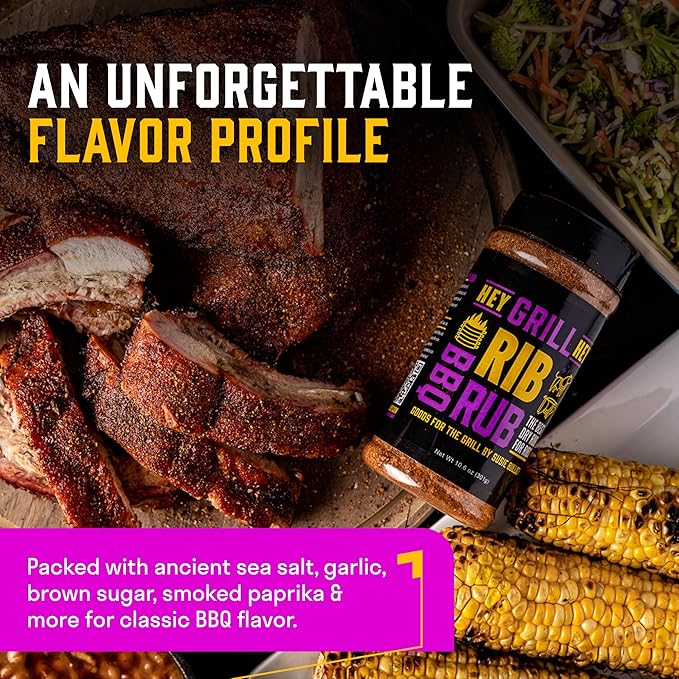 Hey Grill Hey | Rib Rub | BBQ Rub | Rib Seasoning | Beef & Pork Seasoning | BBQ Chicken and More | NBBQA Award Winning Barbeque Blend | 10.4oz